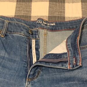 Peace Love World Wide Leg Bell bottoms Denim Jeans with Red Stitching